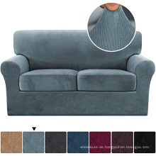 Dick gestreifte 3-teilige Stretch-Sofa-Couchbezüge aus Samt